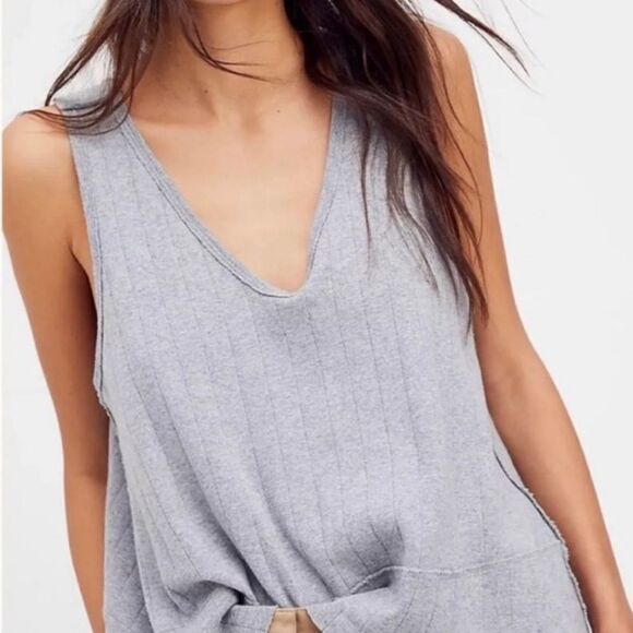 Free People Harper Tank Size Small Grey Flowy - Picture 3 of 6